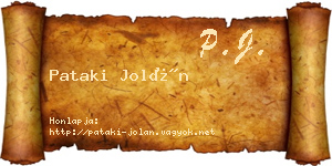 Pataki Jolán névjegykártya